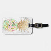 PixDezines Aloha Ananas+Weißer Marmor Gepäckanhänger (Vorderseite horizontal)