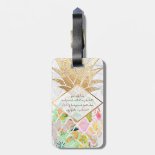 PixDezines Aloha Ananas+weißer Marmor Gepäckanhänger