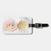 PixDezines Aloha Ananas+Weißer Marmor Gepäckanhänger (Vorderseite horizontal)