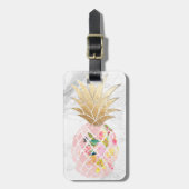 PixDezines Aloha Ananas+Weißer Marmor Gepäckanhänger (Vorderseite vertikal)