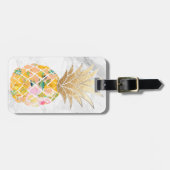 PixDezines Aloha Ananas+Weißer Marmor Gepäckanhänger (Vorderseite horizontal)
