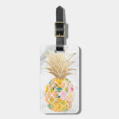 PixDezines Aloha Ananas+Weißer Marmor Gepäckanhänger (Vorderseite vertikal)