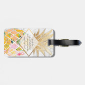 PixDezines Aloha Ananas+Weißer Marmor Gepäckanhänger (Rückseite horizontal)