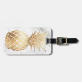 PixDezines Aloha Ananas+Weißer Marmor Gepäckanhänger (Vorderseite horizontal)