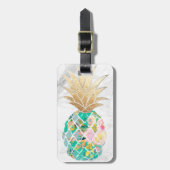 PixDezines Aloha Ananas+Weißer Marmor Gepäckanhänger (Vorderseite vertikal)