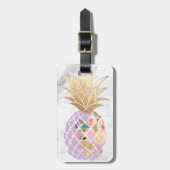 PixDezines Aloha Ananas+Weißer Marmor Gepäckanhänger (Vorderseite vertikal)