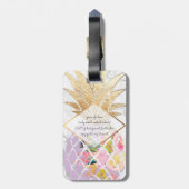 PixDezines Aloha Ananas+Weißer Marmor Gepäckanhänger (Rückseite vertikal)