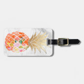 PixDezines Aloha Ananas+Weißer Marmor Gepäckanhänger (Vorderseite horizontal)