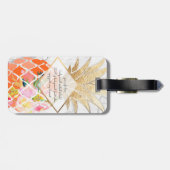 PixDezines Aloha Ananas+Weißer Marmor Gepäckanhänger (Rückseite horizontal)