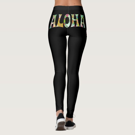PixDezines ALOHA HAWAII/DIY Hintergrundfarbe Leggings (Rückseite)