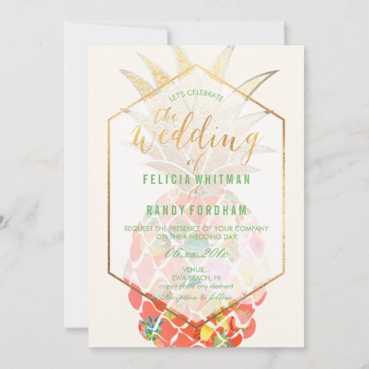 PixDezines Aloha Hawaiian Ananas/DIY Backgroun Einladung (Rückseite)