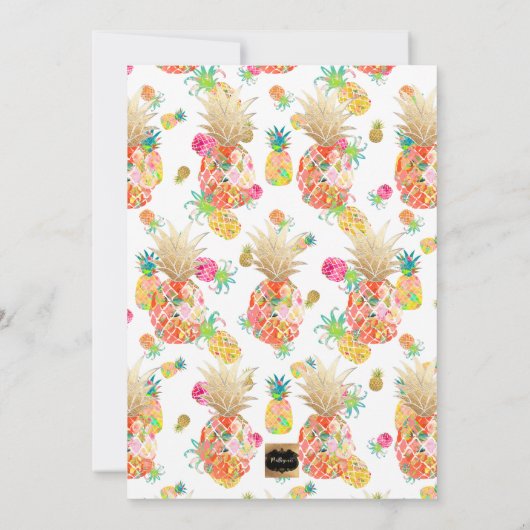 PixDezines Aloha Hawaiian Ananas/Orange/DIY Einladung (Rückseite)