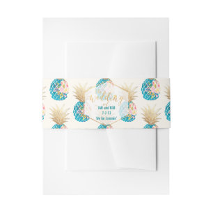 PixDezines Aloha Hawaiianische Ananas/Aquamarin Einladungsbanderole