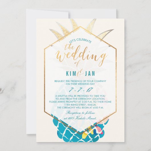 PixDezines Aloha Hawaiianische Ananas/DIY-Farbe Einladung (Rückseite)