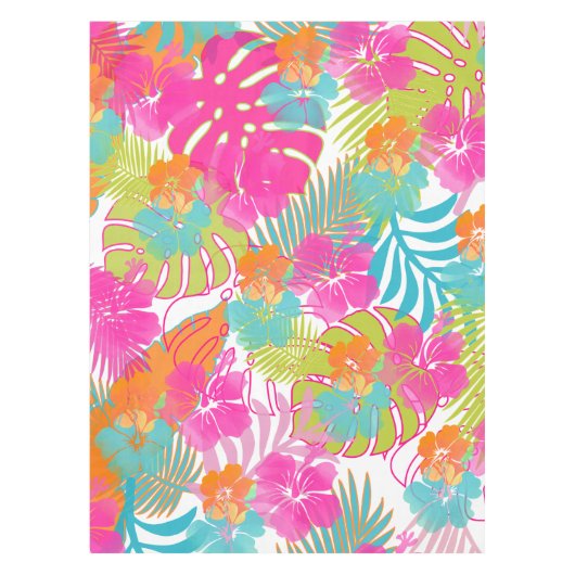 PixDezines Aloha Hibiskus/DIY Hintergrundfarbe Tischdecke (Vorderseite)