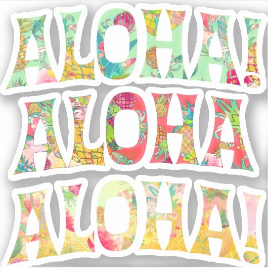 PixDezines Aloha, Minze, Korallen+Golden Yellow Aufkleber (Vorderseite)