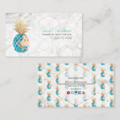 PixDezines ALOHA PINEAPPLE/AQUA BLAU/IMITAT GOLD Telefonnummerkarte (Vorne/Hinten)