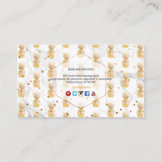 PixDezines ALOHA PINEAPPLE/GOLDENDE ROD/IMITATS GO Telefonnummerkarte (Rückseite)