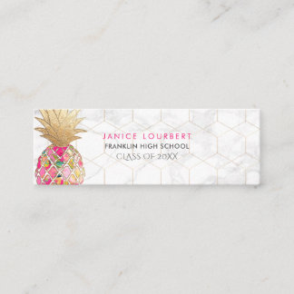 PixDezines ALOHA PINEAPPLE/HOT PINK/IMITATS GOLD Telefonnummerkarte