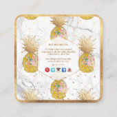 PixDezines ALOHA PINEAPPLE/IMITATS GOLD/MARBLE Quadratische Visitenkarte (Rückseite)