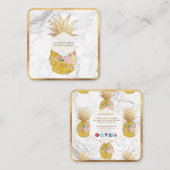 PixDezines ALOHA PINEAPPLE/IMITATS GOLD/MARBLE Quadratische Visitenkarte (Vorne/Hinten)