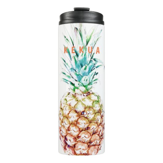 PixDezines Ananas/DIY Hintergrundfarbe Thermosbecher (Vorderseite)