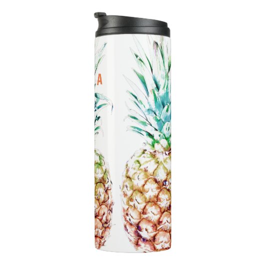 PixDezines Ananas/DIY Hintergrundfarbe Thermosbecher (Nach rechts gedreht)