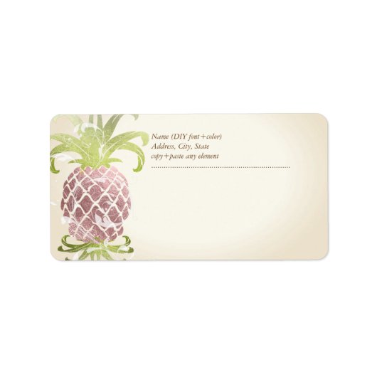 PixDezines Ananas/Imitate Rose Gold Adressaufkleber (Vorne)