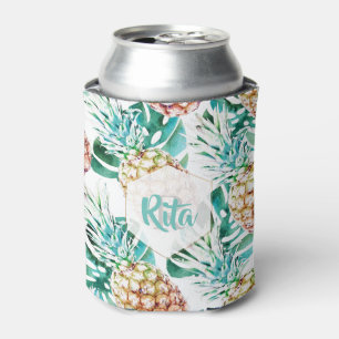 PixDezines Ananas+Monstera Aquarell Dosenkühler