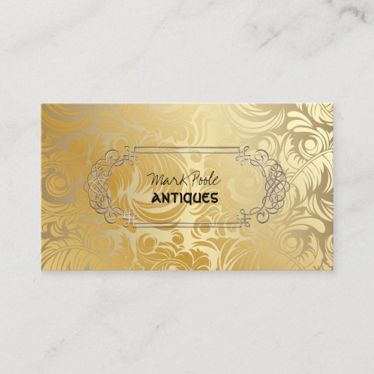 PixDezines ANTIQUE IMITAT GOLD DAMASK Visitenkarte (Vorderseite)