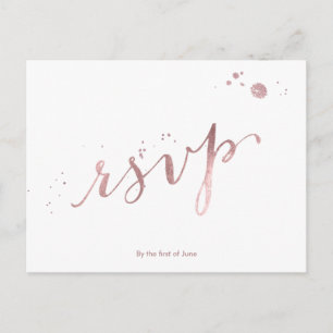 PixDezines ANTWORT/FAUX ROSE GOLD-FOLIE/SCRIPT-SCH Einladungspostkarte