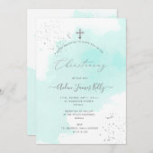 PixDezines Aqua Blauer Wasserfarbenfrost Einladung (Vorne/Hinten)