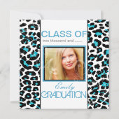 PixDezines Aqua Blue Leopard Print Abschluss Einladung (Vorderseite)