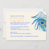 PixDezines Aqua Pfauenfeder/DIY-Farbe Einladung (Rückseite)