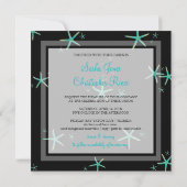 PixDezines aquamarin+goldfarbene Sterne-/Deuchhint Einladung (Rückseite)