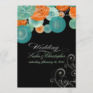 PixDezines aquamarin+orange Laternen/Tageslicht Einladung