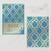 PixDezines Aquamarin Vendome Damask Zent-Platzkart Platzkarte (Vorne/Hinten)