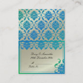 PixDezines Aquamarin Vendome Damask Zent-Platzkart Platzkarte (Vorderseite)