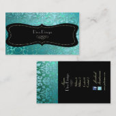 PixDezines aquamariner Flora-Damast/Deichhintergru Visitenkarte (Vorne/Hinten)