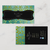 PixDezines aquamariner Flora-Damast/Deichhintergru Visitenkarte (Vorne/Hinten)