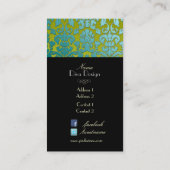 PixDezines aquamariner Flora-Damast/Deichhintergru Visitenkarte (Rückseite)