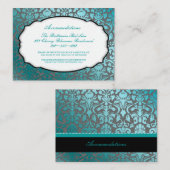 PixDezines aquamariner Flora-Damast/Unterkünfte Begleitkarte (Vorne/Hinten)