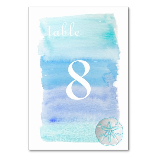 PixDezines Aquarell/Beach Tabelle Nr. Tischnummer (Vorderseite)