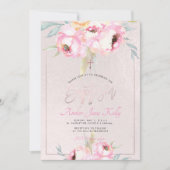 PixDezines Aquarell Blume Peonies Taufe Einladung (Vorderseite)