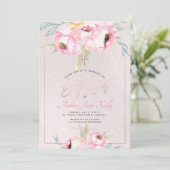 PixDezines Aquarell Blume Peonies Taufe Einladung (Stehend Vorderseite)