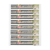 PixDezines Aquarell/Blumen/Streifen/Gold Rundum-Adressaufkleber (Bogen)