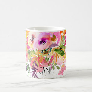 PixDezines Aquarell-Frühling+Imitat-Gold besprüht Kaffeetasse