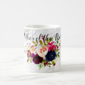 PixDezines Aquarellblau, Burgund+Navy-Blume Kaffeetasse (Mittel)