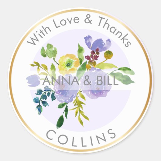 PixDezines Aquarellblume/Ranunculus/Vielen Dank Runder Aufkleber (Vorderseite)