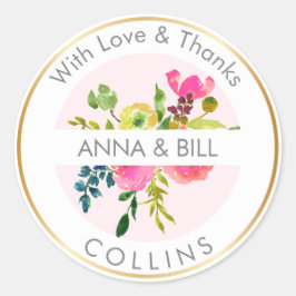 PixDezines Aquarellblume/Ranunculus/Vielen Dank Runder Aufkleber